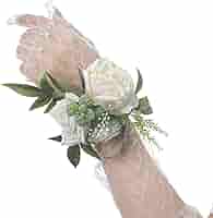 フラワー・ガーデニング corsage no.771 Wrist Corsage in Ivy and White – RentARose